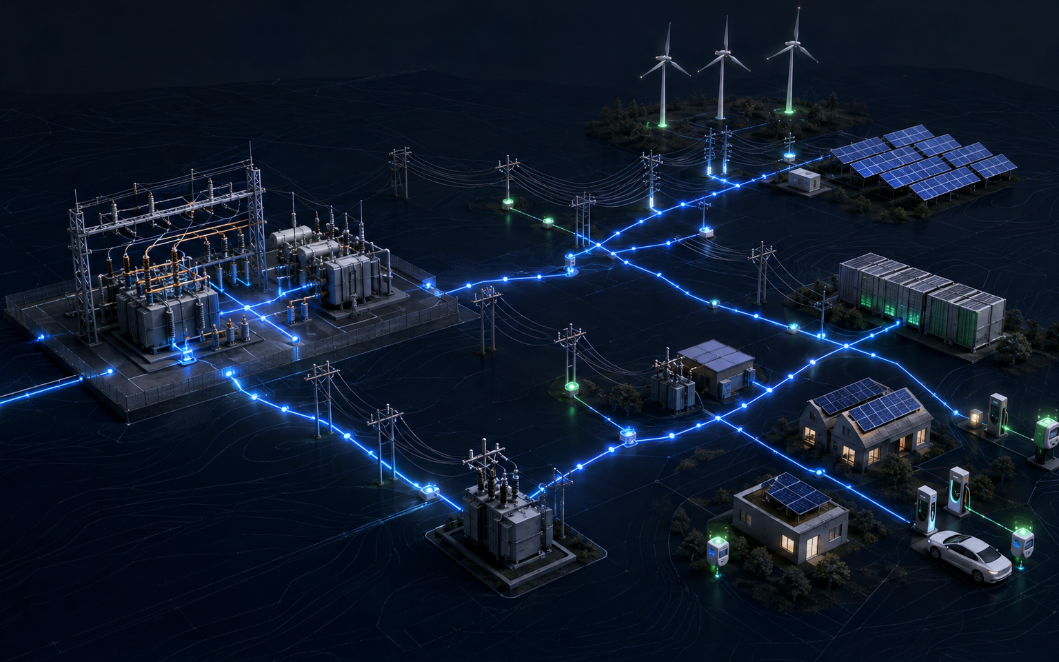 Conceptual digital distribution-grid infrastructure